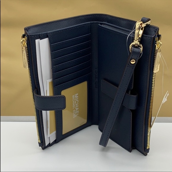 MICHAEL KORS LG DOUBLE ZIP WRISTLET NAVY - Picture 7 of 16